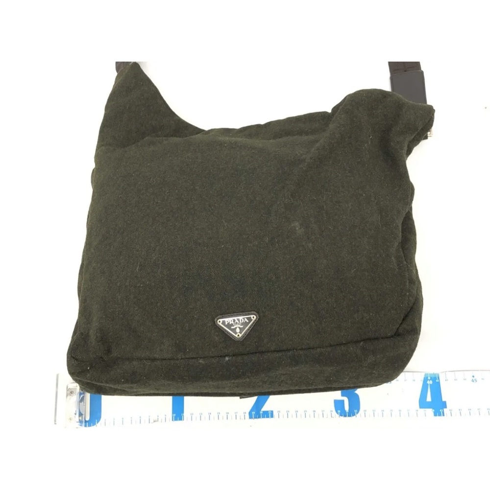 PRADA shoulder bag V314 dark green felt with storage bag from japan